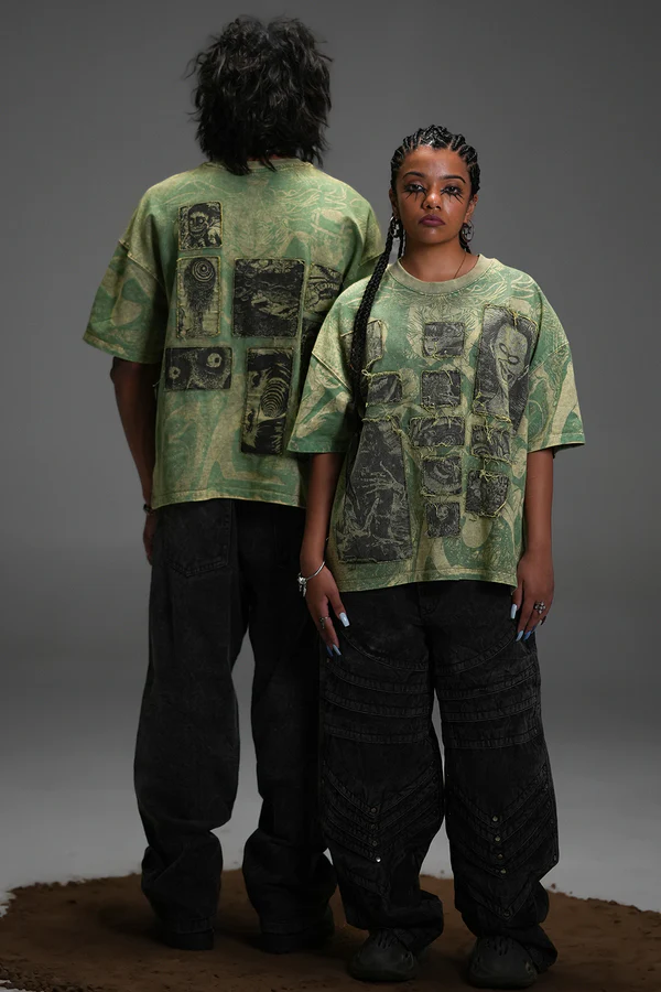 Elements Of Horror Heavy Patchworked Washed Tshirt (Preorder)
